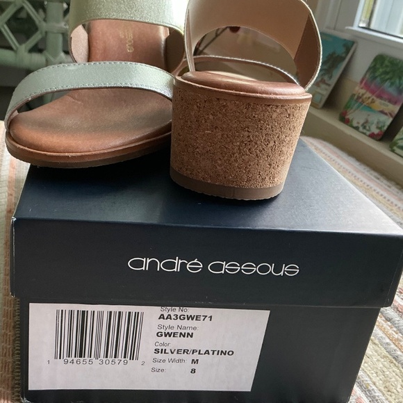 André Assous Gwenn Two Tone Metallic Cork Wedges Size 8 M - Picture 11 of 11